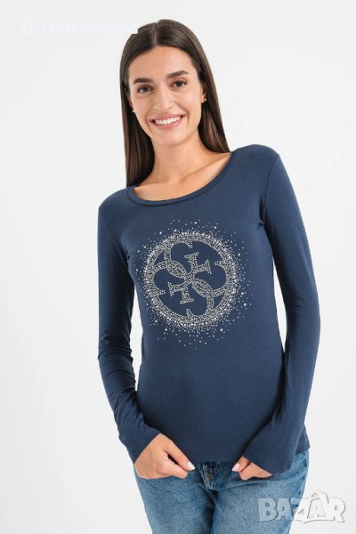 Блуза с лого Guess с декоративни камъни, снимка 1