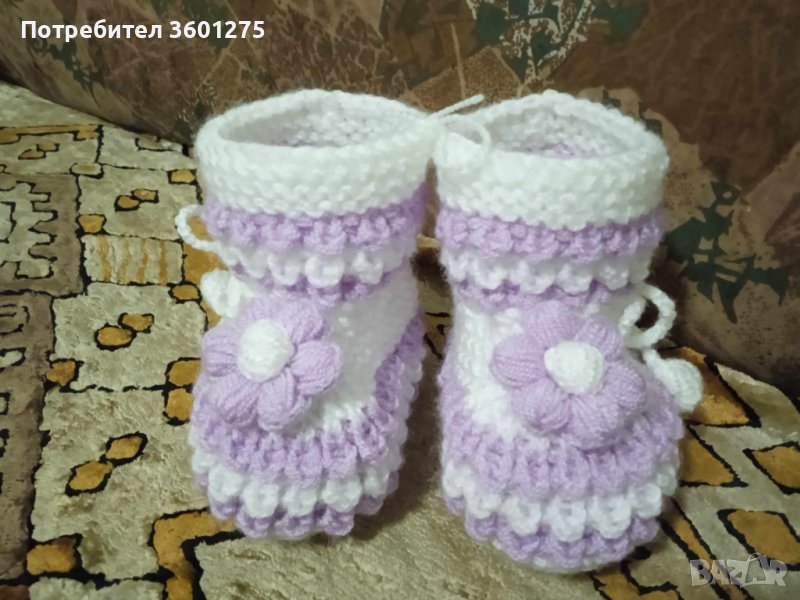Бебешки терлички с цветчета в нежно люляково лилаво и бяло , снимка 1