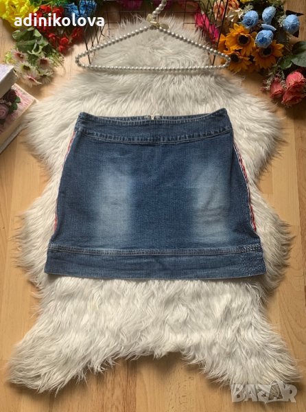 Дънкова пола с кантове, снимка 1