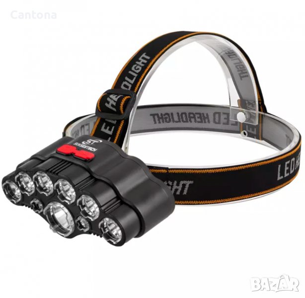 Акумулаторен челник за глава с 9 CREE LED диода, 4 режима, USB зареждане, снимка 1