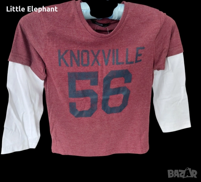 Блузка с дълъг ръкав за 6-7 г момченце бургунди,"Knoxville 56",Англия/нова, снимка 1