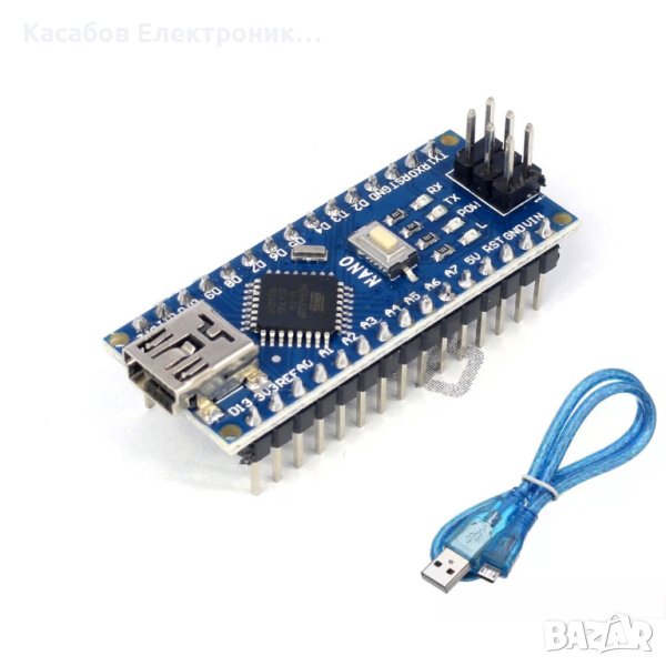 Arduino Nano v3.0 miniUSB Atmega328 CH340 + USB кабел, снимка 1