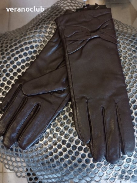 Кафяви дамски кожени ръкавици S и М, снимка 1