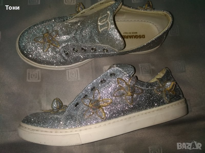 Спортно елегантни сребърни обувки Dsquared2, снимка 1