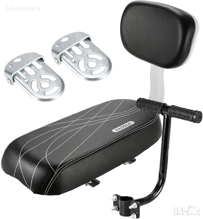 Велосипедна седалка с облегалка и дръжка за деца за багажника на велосипед НОВА, снимка 1