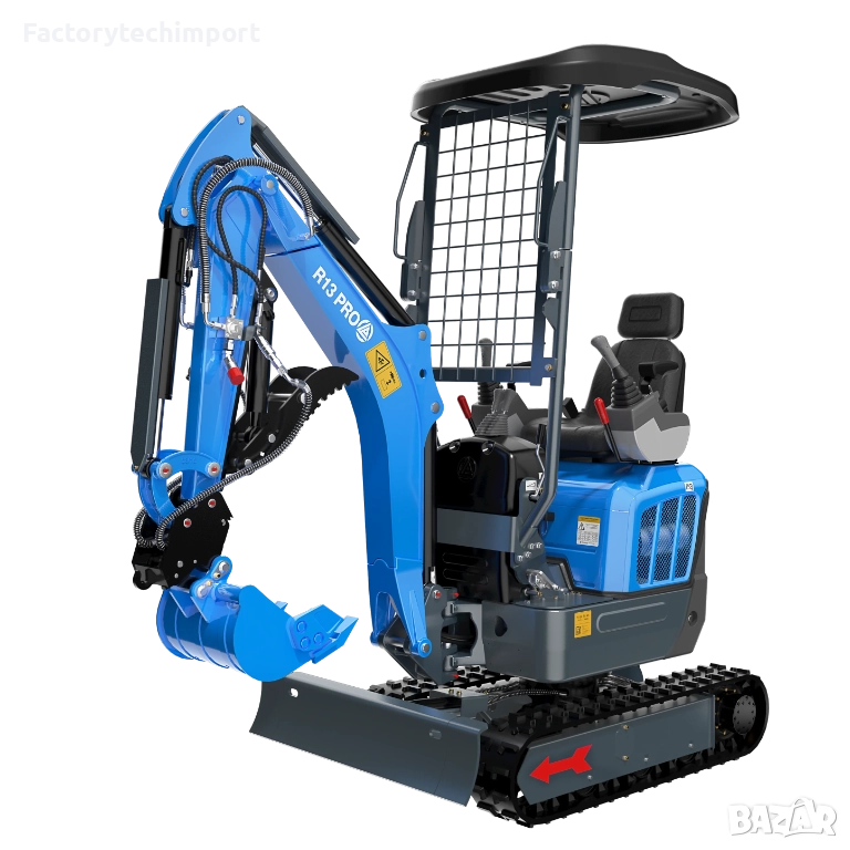 Мини багер RIPPA R13 PRO – KUBOTA (3 цилиндъра)– 1.2 т | 120° завъртане на стрелата, снимка 1