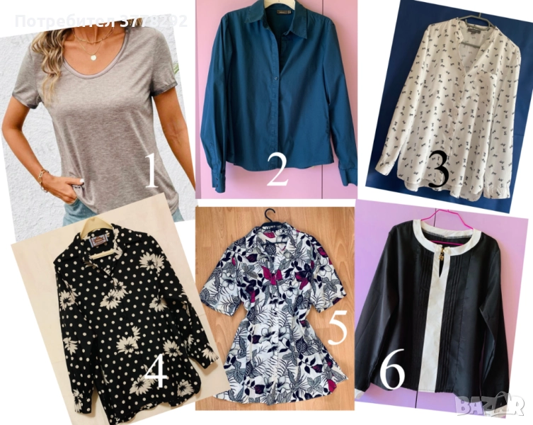 Ризи дамски Нови, 6 бр. различни размери 4 бр -M-L и 2 XL/2XL и тениска, р-р  L, снимка 1