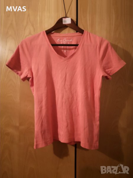 Нова коралова 100% памук дамска тениска с къс ръкав, снимка 1