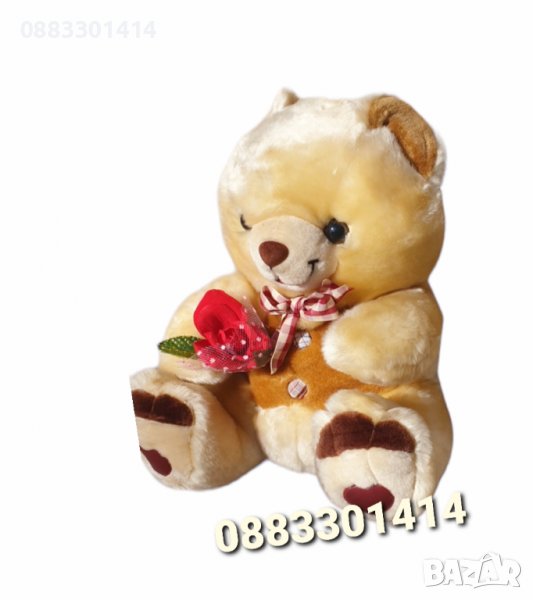 Плюшено мече 45см с роза , снимка 1