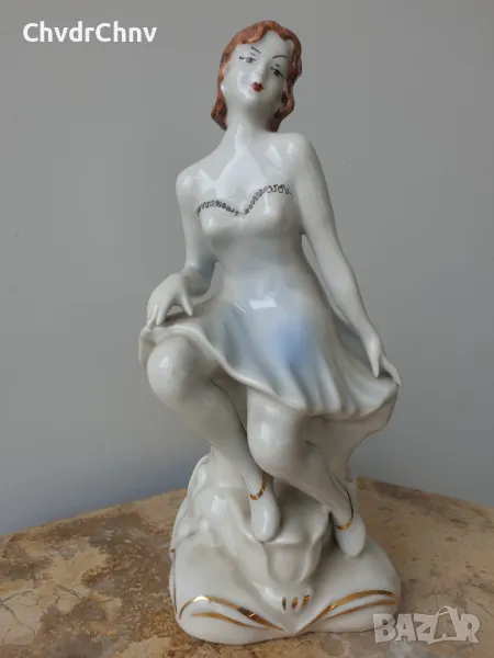 Стара българска порцеланова фигура на жена-балерина/статуетка 23см, снимка 1