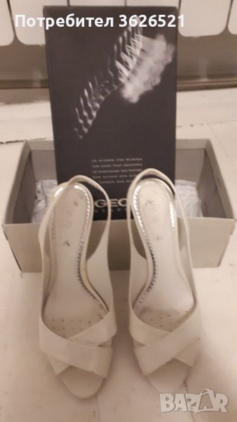 Бели официални дамски сандали Geox от естествена кожа, 39 номер, снимка 1