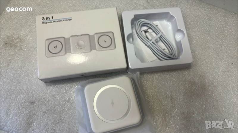 3в1 безжично мобилно зарядно (15/10/7,5/5/2.5W, комплект), снимка 1