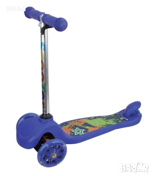 Тротинетка синя с LED осветени колела S_1194916, снимка 1