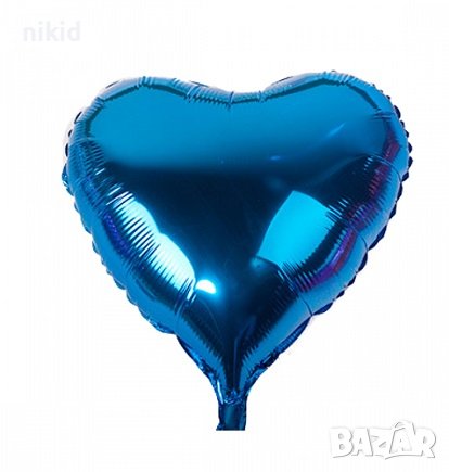 Сърце син синьо  балон фолио фолиев хелий или въздух парти рожден ден, снимка 1