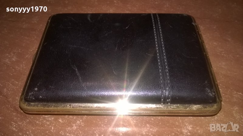 v.h germany-gold табакера с кожени страници-внос франция, снимка 1