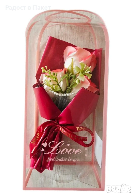 Букет от вечни рози в подаръчна кутия, снимка 1