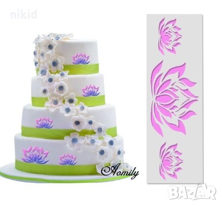 Лотос Лотоси шаблон стенсил въздушна четка боя украса торта декор и  scrapbooking , снимка 1