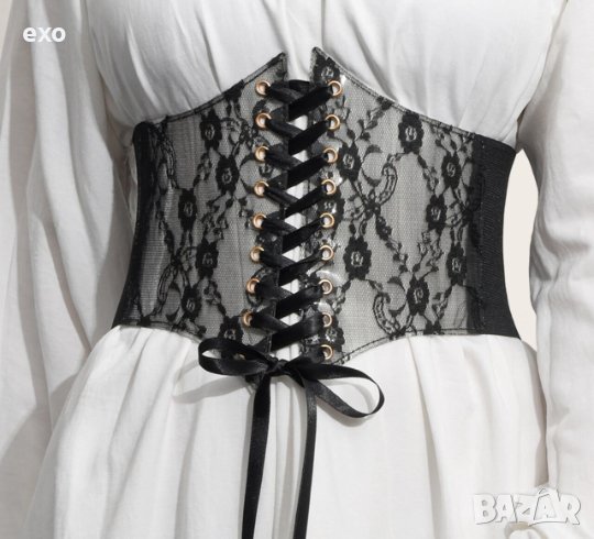 Колан корсет дантела, Черен колан корсет, Бял колан корсет, снимка 1