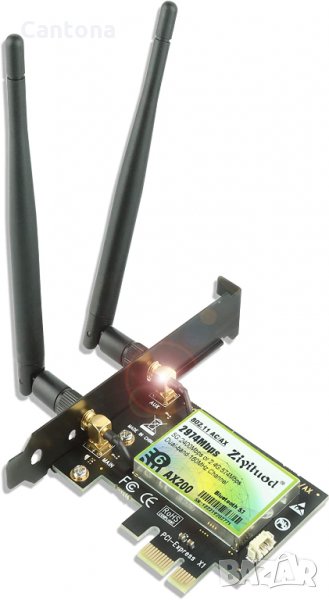 WiFi 6 карта за компютър PCIe,  3000Mbps,  Bluetooth 5.1, Intel AX200, MU-MIMO, OFDMA, 802.11AX двул, снимка 1