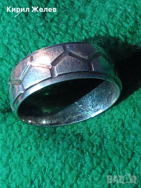 СРЕБЪРНА ФУТБОЛНО ОРНАМЕНТИРАНА ХАЛКА ПРЪСТЕН ОКСИДИРАНО ВИСОКА ПРОБА СРЕБРО РЪЧНА ИЗРАБОТКА 25830, снимка 1