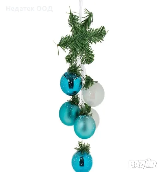 Коледна декоративна клонка, Син, 38 см, снимка 1