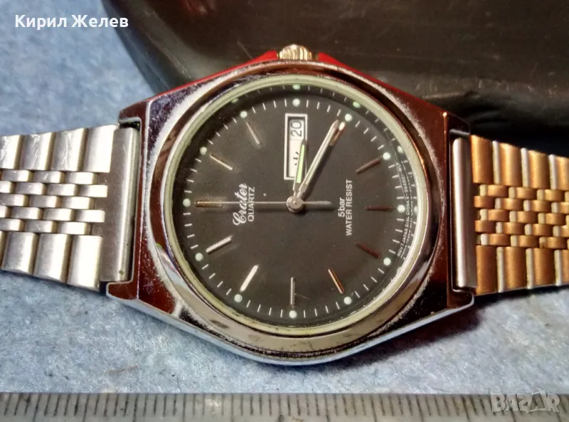 CRATER QUARTZ MUVT JAPAN Стилен КВАРЦОВ МЪЖКИ РЪЧЕН ЧАСОВНИК с ВЕРИЖКА НЕРЪЖДАЕМА СТОМАНА 12957, снимка 1