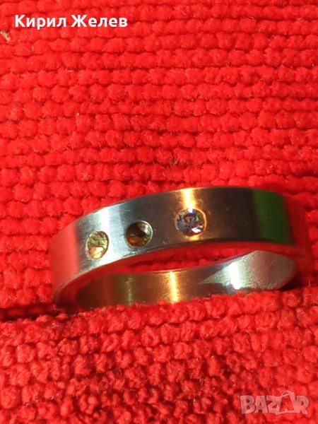 СТОМАНЕНА ХАЛКА ПРЪСТЕН с ИНКРУСТИРАНИ ЦИРКОНИ БЛАГОРОДНА НЕРЪЖДАЕМА СТОМАНА 22677, снимка 1