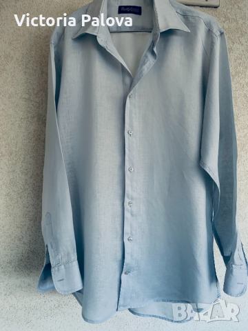 BERTO LUCCI ленена риза L Италия, снимка 5 - Ризи - 36437662