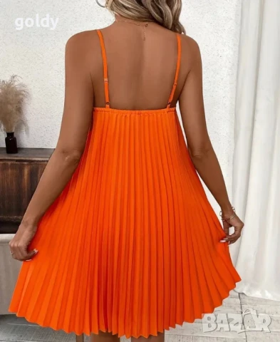 Стилна оранжева рокля, снимка 3 - Рокли - 51160833