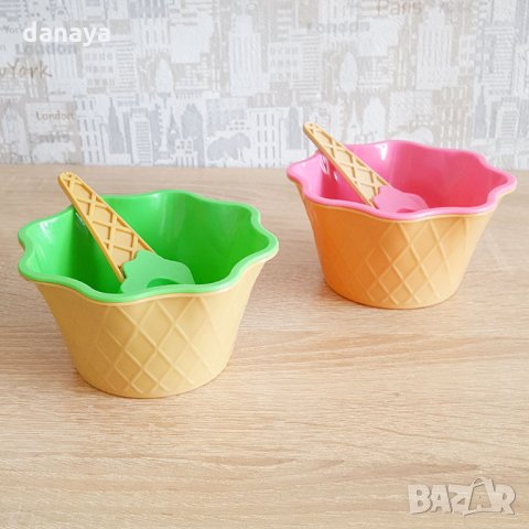 1504 Комплект купичка и лъжичка за сладолед, снимка 6 - Чаши - 29001796