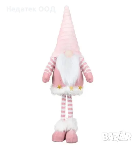 Коледна декоративна фигура, Гном, Розов, 59 см. 