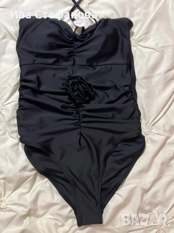 Нов черен класически цял бански 3D 3Д цветя роза , снимка 5 - Бански костюми - 41703733
