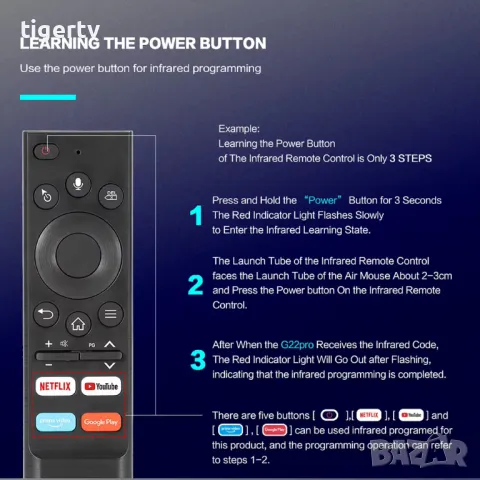 Гласово дистанционно G22 Pro за ТВ Бокс и телевизор, bluetooth, гаранция, снимка 11 - Дистанционни - 44744215