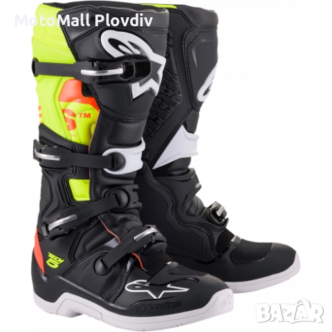 Мотокрос ботуши ALPINESTARS TECH 5 BLACK/RED/YELLOW, снимка 2 - Аксесоари и консумативи - 51473469