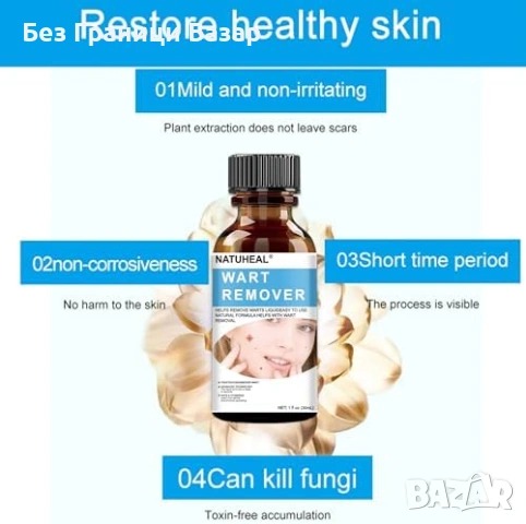 Нов Разтвор за брадавици кожни тагове мазоли калуси 30 мл бърз ефект, снимка 5 - Други - 53391118