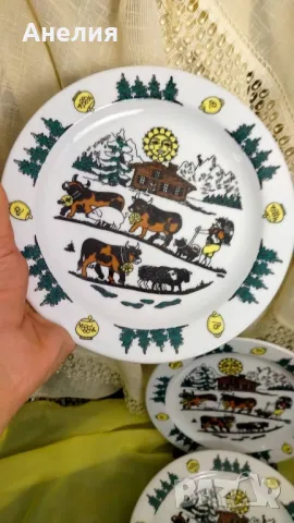 Чинии и сетове с крави от Швейцария 