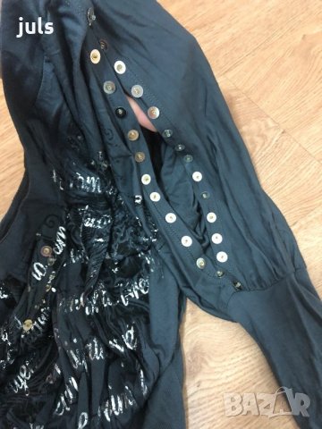 Красива блузка с пайети и сребристи надписи, снимка 6 - Блузи с дълъг ръкав и пуловери - 28115603