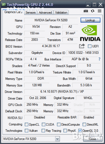 Видео карта NVidia GeForce Gigabyte FX5200T-P 128MB DDR 64bit AGP, снимка 9 - Видеокарти - 36475103