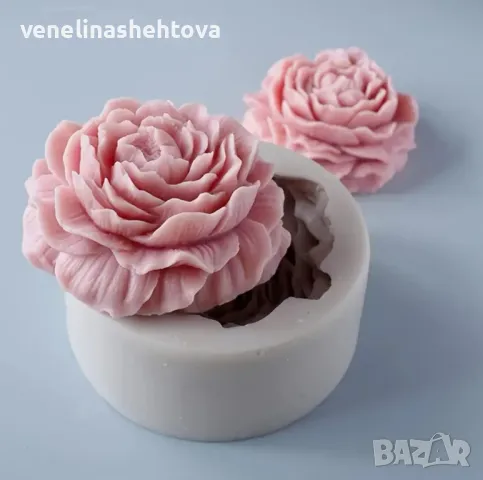 3D Голям разцъфнал божур Силиконов молд форма за свещи гипс сапун фондан за декорация на торта , снимка 2 - Форми - 49489265