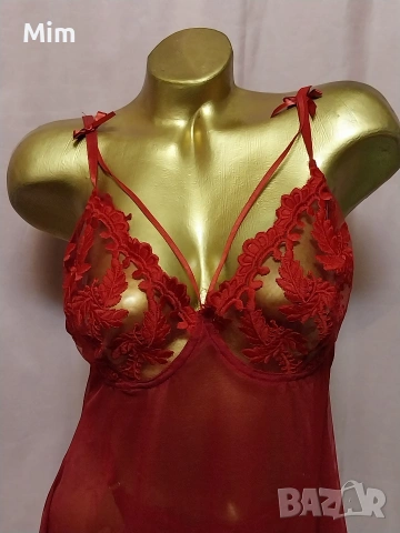 2XL Червена ефирна нощница , снимка 2 - Нощници - 53183777