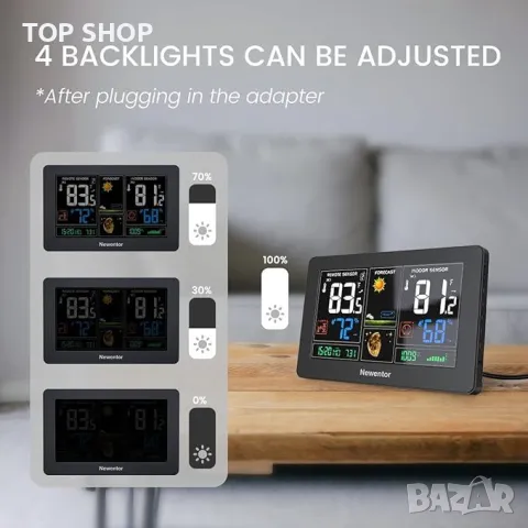 Метеорологична станция Newentor  цветна с 3 външни сензора, снимка 7 - Друга електроника - 48540507