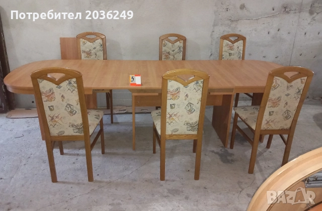 Комплект масивна разтегателна маса с 6 стола, снимка 2 - Маси - 52944665