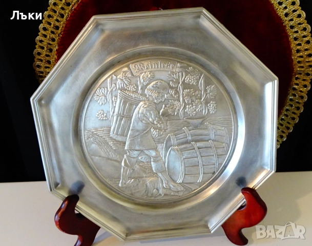 Калаена чиния Гроздобер и Винопроизводство. , снимка 3 - Антикварни и старинни предмети - 52344452