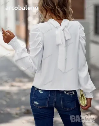 Ежедневна дамска риза с буф ръкав, 4цвята, снимка 3 - Ризи - 39260527