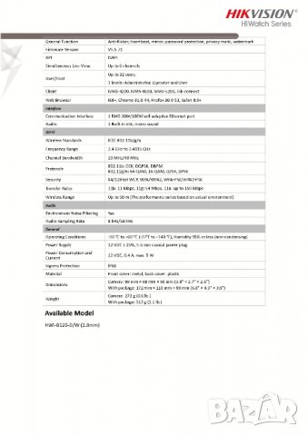 FULL HD Wi-Fi IP Камера Водоустойчива Hikvision HWI-B120H-DW(D) 2MPx IR30М Нощно Виждане +Карта Слот, снимка 4 - IP камери - 34757376