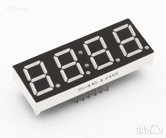 7-сегментен LED индикатор 0.56", цвят син, 4 цифри, общ анод, часовник, снимка 1 - Друга електроника - 38056092