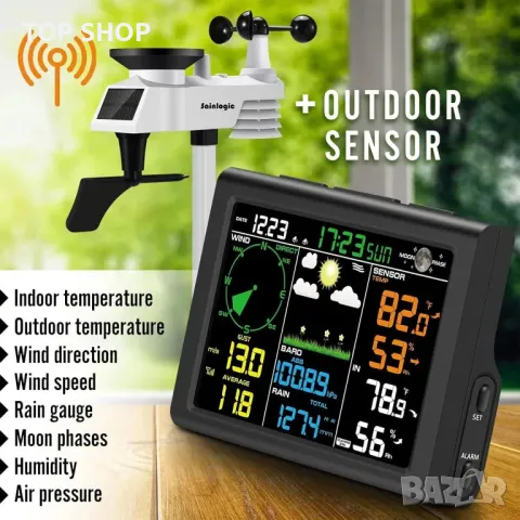 Професионална метрологична станция SAINLOGIC FT0835 соларна, снимка 2 - Други - 49106155