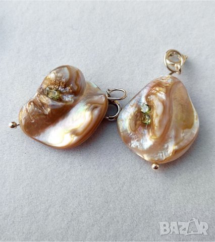 Висулки от седеф с инкрустирани кристалчета, снимка 8 - Колиета, медальони, синджири - 39321140