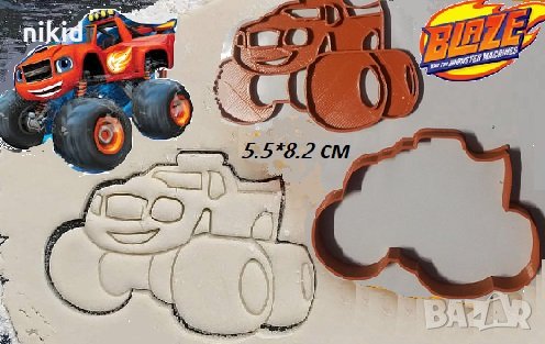Пламъчко и Машините Blaze Monster Machines Пластмасов резец форма за тесто бисквитки фондан торта