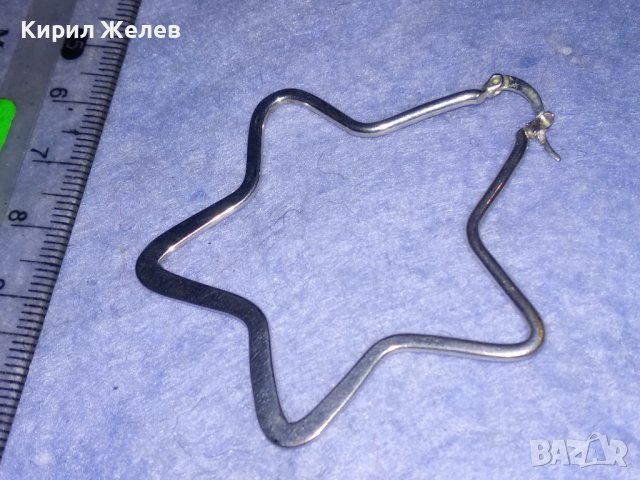 ГОЛЯМА ПОСРЕБРЕНА ЗВЕЗДОВИДНА МОДНА АРТ ОБЕЦА от БЛАГОРОДНА НЕРЪЖДАЕМА СТОМАНА с ПЕЧАТ 925 / 37867, снимка 7 - Обеци - 40768422